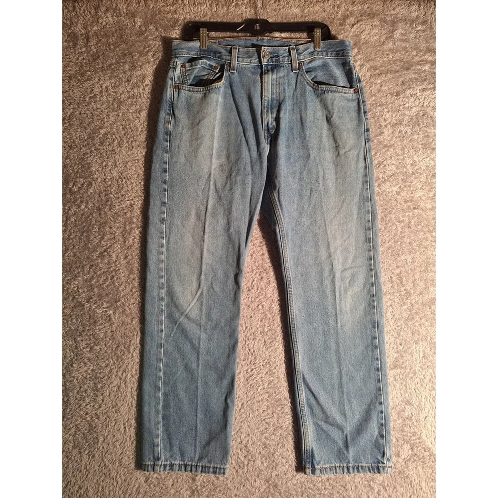 Levis 505 Regular Fit Jeans Mens 35x30 Light Wash Straight Leg Denim 00505-4891